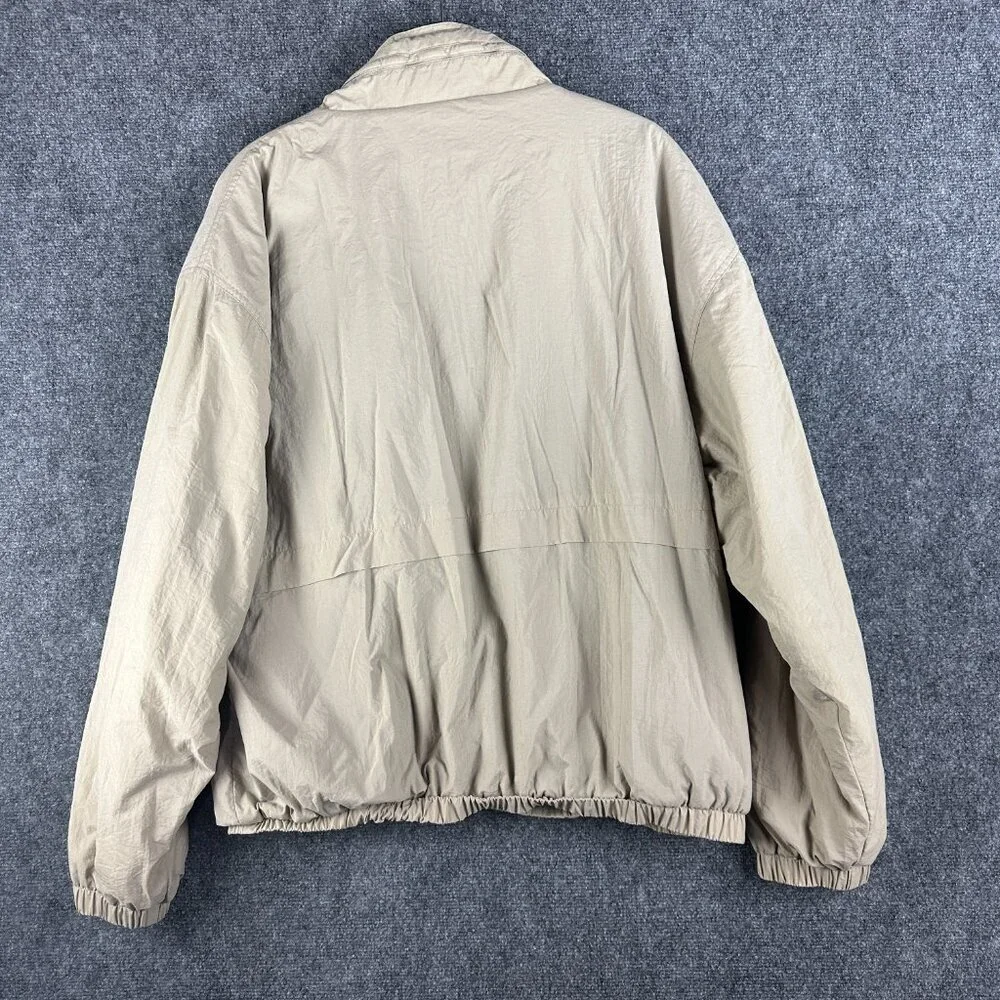Greg Norman Jacket Mens Large Tan Nylon Fleece Lined Full Zip Hidden Hood - Picture 7 of 8